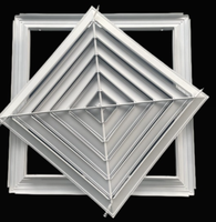 Diffuseur d'air carré industriel facile à installer pour systèmes CVC, avec noyau détachable, 4 canaux, en aluminium, directionnel pour entrepôt