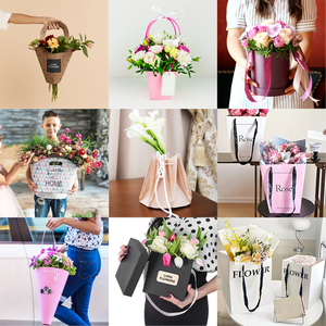 Bolsas de Papel Corrugado Trapezoidal de Alta Calidad con Logotipo Personalizado al por Mayor, Cajas de Regalo para Floristas, Bolsas de Transporte para Ramos Grandes - Product Image 5