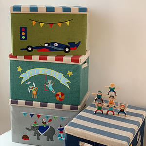 <span class=keywords><strong>Caja</strong></span> de Almacenamiento de Tela Plegable y Lavable Ecológica con Tapa, Diseño de Dibujos Animados de Circo para Niños, Contenedor de Almacenamiento de Ropa Inodoro de 47L - Product Image 1