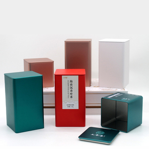 Customized Wholesale Empty Food Grade Rectangle Metal Tea Tin Gift Can Box For Tea Packaging Square Tinplate Metal Can