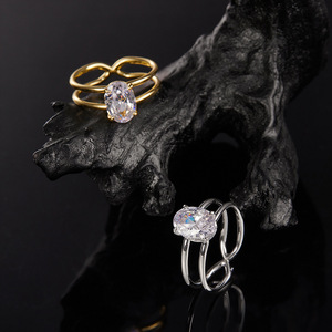 S925 Sterling Silver Double Twist Band <b>Oval</b> <b>Moissanite</b> <b>Ring</b> 2026 Hot Sale Niche Luxury Stackable <b>Engagement</b> Finger <b>Ring</b> - Product Image 3