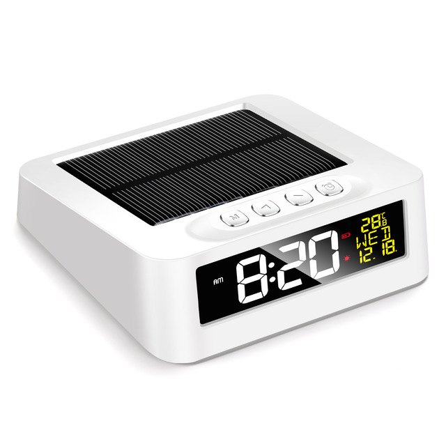 Customizable Dual Alarms Clear LCD Display Snooze Function Solar Powered LCD Clock 12h 24h Automotive Car Clock