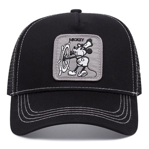Gorra de béisbol de 5 paneles de algodón 100% con malla de dibujos animados personalizada al por mayor, deportiva, común, con logo bordado, para todas las estaciones, tipo camionero. - Product Image 4