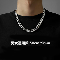 Collier chaîne en acier inoxydable pour hommes, style Hip Hop, avec fermoir argenté, bijoux de mode, vente en gros, dropshipping