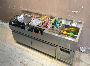 طاولة بارتندر بتصميم عتيق، خدمة شاملة، طاولة تحضير وخلط المشروبات التجارية متعددة الوظائف - Product Image 5