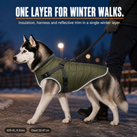Gilet isolant pour chien avec harnais intégré et anneau en D arrière, coque hydrofuge 300D, doublure en polaire pour les promenades hivernales par temps froid