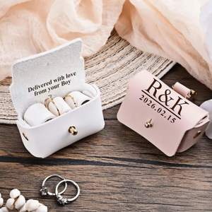 Custom Engraved Leather Fashion Pet Collar <b>Ring</b> Pouch Personalized Dog Necklace <b>Ring</b> Holder for Wedding <b>Proposal</b> Decor <b>Box</b> Name - Product Image 5