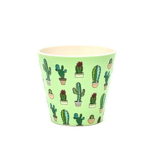 Cactus Motif <b>Espresso</b> <b>Cup</b> 90ml Green Ceramic Drinkware - Product Image 1