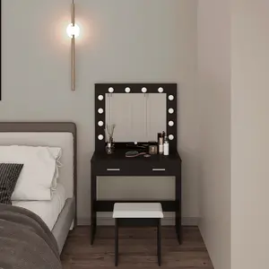 Salão De beleza de Estilo Cômoda Com Espelho Luzes Led Coiffeuse Meuble Moderne Mesa de Maquiagem de Luxo