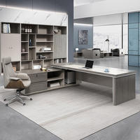 Bureau de direction en L de luxe pour PDG, poste de travail informatique, mobilier de bureau, design de table pour salle