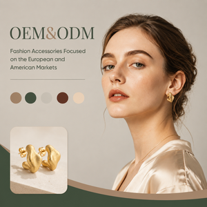 ต่างหูแบบติดหู OEM ODM ชุบทองเหลือง รูปทรงนามธรรมไม่สมมาตร ต่างหูแบบสตั๊ดสั่งทำขายส่ง เครื่องประดับมินิมอลสำหรับผู้หญิง - Product Image 1