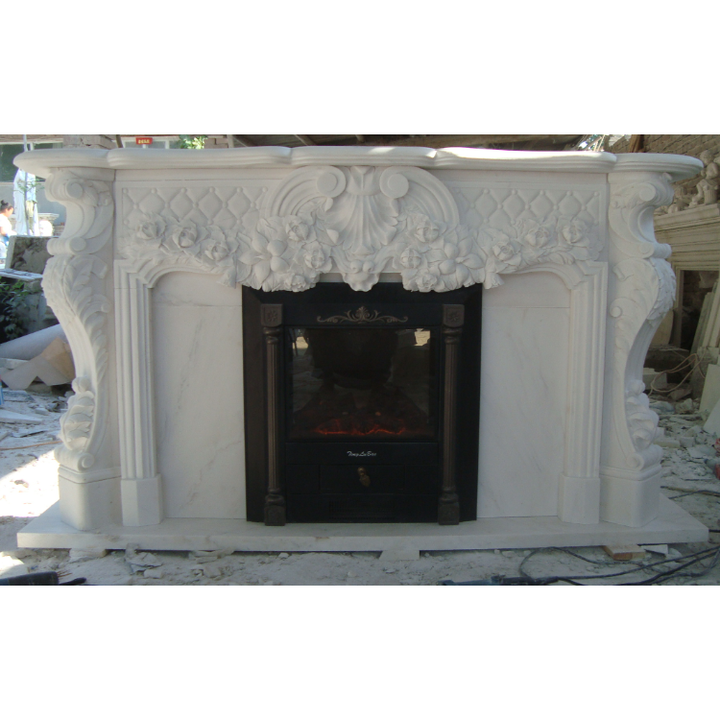 High Quality Faux Decoration Limestone Fireplace Stone Design Georgian Marble Indoor Mantel Black and White Hotel 3 Years Insert