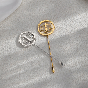 Ensemble de broches et boutons de manchette unisexe en acier inoxydable personnalisé, motif balance creuse, bijoux formels professionnels, cadeaux en gros - Product Image 3