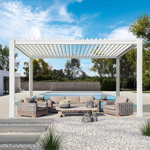 Pérgola de Aluminio con Rejillas 9x9 (5m x 3m), Estructura con Recubrimiento en Polvo, Sistema de Sombreado Motorizado para Balcón de Grado Comercial - Product Image 5