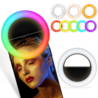 Wiederauf ladbare RGB LED Ring Handy Clip-on Selfie Ring Blitz linse Helligkeit Füll licht Lampe Für Smartphone Licht