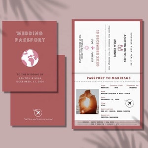 Carte d'invitation de mariage personnalisée format passeport, ensemble pliable, essentiellement sur mesure, paiement après réception, vente en gros, directement de l'usine - Product Image 3
