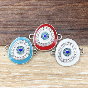 Pendentif œil porte-bonheur ovale en zircone cubique, accessoires de bijoux DIY, composants en alliage multicolores pour projets créatifs - Product Image 3