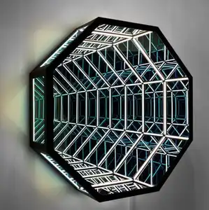 Infinity-Lámpara LED de pared con espejo Octa, luz geométrica RGB con cambio de color, decoración de pared, iluminación mágica sin fin, Portal holográfico