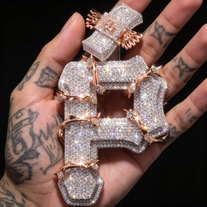 Pendentif de <span class=keywords><strong>luxe</strong></span> Hip Hop en diamant glacé, breloques personnalisées pour hommes, pendentif lettre initiale en argent S925 et moissanite taille baguette - Product Image 3