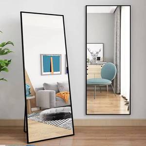 Black Frame Traditional Design Illuminated 2 Years Warranty Lumina Aluminum Alloy <b>Rectangular</b> Corner Full-Length <b>Mirror</b> - Product Image 4