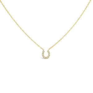 Inspire jewelry – collier en fer à cheval en or jaune 18k, collier à breloques porte-bonheur en <span class=keywords><strong>diamant</strong></span> pour toujours, pendentif minimaliste, cadeau - Product Image 1