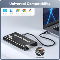 Commutateur KVM Type-C avec HDMI2.1 DP 3 ports USB2.0 pour 2 ordinateurs partageant 1 moniteur Résolution 8K Charge rapide PD 100W