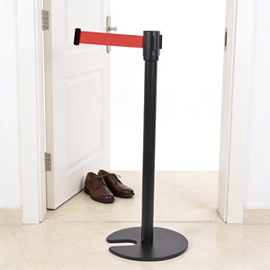 Barrière de contrôle des foules économique, poteau de barrière en U moderne avec poteau en acier inoxydable de 900 mm et base en fonte de 15 mm d'épaisseur pour zones de sécurité - Product Image 1
