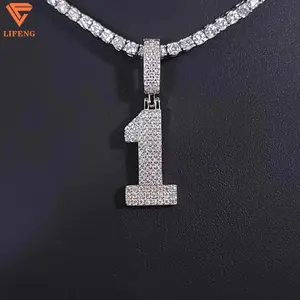 Wholesale Custom Fashion Faddish Bright Jewelry 1 Shape 925 Silver Chunky Necklace Moissanite Inlaid Chain Necklace