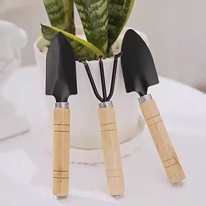 Ensemble de trois outils de jardinage en fer avec manche en bois pour la plantation et le desserrage du sol, utilisation intérieure et extérieure - Product Image 1