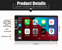 Autoradio 2 DIN avec écran tactile HD 7 pouces, lecteur MP5, aide au recul, RGB, pour USB, SD, Aux-in, amplificateur