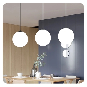New Minimalism Trắng <span class=keywords><strong>Globe</strong></span> treo đèn cho bar nhà hàng phòng ngủ cạnh giường ngủ trang trí ánh sáng thủy tinh bóng LED ánh sáng mặt dây chuyền - Product Image 5