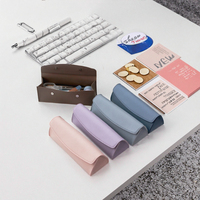 Étui à crayons en cuir vegan avec fermeture à fermoir triangulaire pour filles, usage scolaire et professionnel, taille L