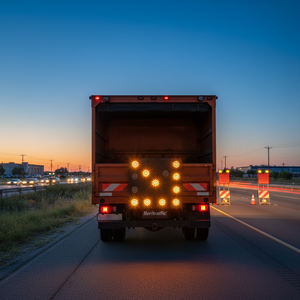 Panneau de signalisation routière monté sur attelage 69x69cm 5mm avec lumières LED jaunes pour camion Ileritraffic - Product Image 3