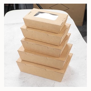 Boîtes carrées jetables <span class=keywords><strong>à</strong></span> emporter en papier <span class=keywords><strong>kraft</strong></span> avec fenêtre transparente <span class=keywords><strong>Boîte</strong></span> d'emballage alimentaire biodégradable Hotsale avec bûche imprimée sur mesure - Product Image 6