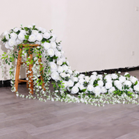 Guirlande de fleurs artificielles vertes en forme de rose pour allée suspendue