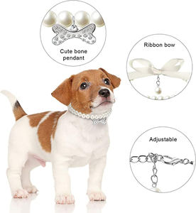 DoePet <span class=keywords><strong>Dog</strong></span> Cat Haustier halsband Großhandel Schmuck Pearl Pet Hunde halsband Cute Bow <span class=keywords><strong>Dog</strong></span> Katzen halsband für Teddy Pudel Bulldog Yorkshire - Product Image 2