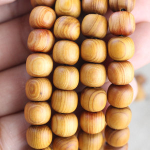 Perles de prière bouddhistes en bois de cyprès, 108 perles, forme baril, bijoux unisexes, haute teneur en huile, pour cérémonies religieuses - Product Image 4