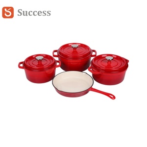 Factory Direct <strong>Sale</strong> High Quality <strong>Non</strong> <strong>Stick</strong> 4-6 Pieces Cookware <strong>Pots</strong> <strong>and</strong> <strong>Pans</strong> Red Enamel Cast Iron Cookware <strong>Set</strong> - Product Image 3