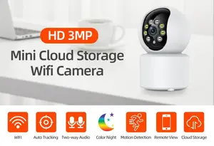Camera Video HD Mạng Internet Lưu Trữ Đám Mây MIni 3MP Chống Nước Nhìn Đêm Màu