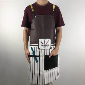 Babero de peluquero para artista, diseño de delantal impermeable con bolsillos, tela de cuero genuino para hombres, venta al por mayor - Product Image 5