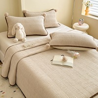 Ensemble de couvre-lit matelassé en velours froissé pour enfant, certifié Oeko-Tex, avec décorations pompons, literie haut de gamme, couleur personnalisée, neutre, pour chambre d'enfant