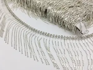 Wholesale Flat Back Tassel Chain Rhinester 5.5cm Decorative Necklaces Weddings Parties DIY Clothing Shoes Nails Art Bags