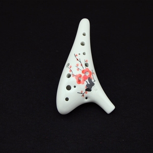 Ocarina en céramique AC à 12 trous en forme de requin, instrument de musique vintage avec paysage chinois dessiné à la main, pour étudiants débutants - Product Image 6