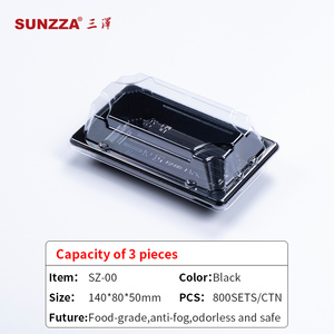 Sushi Tray Trays Plastic Plasticsushi Foodgrade And Cheap Black Sushi Tray With Clear Lid Food Trays To Go Plastic Packaging Container Blister Sushi/food Container