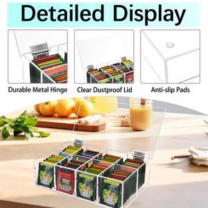 Boîte <span class=keywords><strong>de</strong></span> rangement et <span class=keywords><strong>de</strong></span> présentation pour sachets <span class=keywords><strong>de</strong></span> thé en acrylique, design moderne, transparent, portable et léger, pour ranger divers thés et condiments - Product Image 5