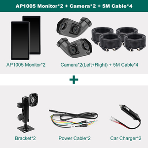 Greenyi BSD Radar báo động xe DVR Video ghi âm 2 kênh AHD Side View Camera với xe tải xe buýt 10.36 inch phía sau gương màn hình - Product Image 5