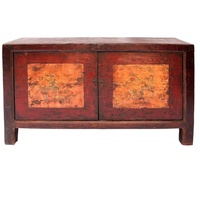 Meubles anciens vintage, meubles en bois de pin ancien, armoire mongole à deux portes peinte