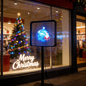 โปรเจคเตอร์พัดลมโฮโลแกรม 3 มิติ จอแสดงผล LED กล่องไฟโฆษณาแบบโฮโลแกรม พร้อมฝาครอบอะลูมิเนียมและขาตั้งสำหรับบาร์คาเฟ่ - Product Image 2