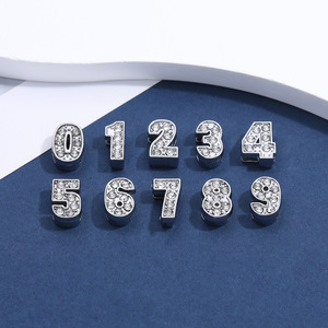 Abalorios de Letras de la A a la Z DIY con Cristales para Llaveros, Abalorios de Números del 0 al 9 de 8.5MM de Ancho con Pedrería para Cinturones y Cadenas de Teléfono Móvil DIY - Product Image 3