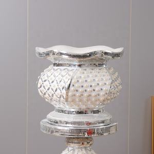 <span class=keywords><strong>Vase</strong></span> en fibre de verre de style européen, blanc, avec perle de diamant, avec socle en colonne, décorations de salon - Product Image 3